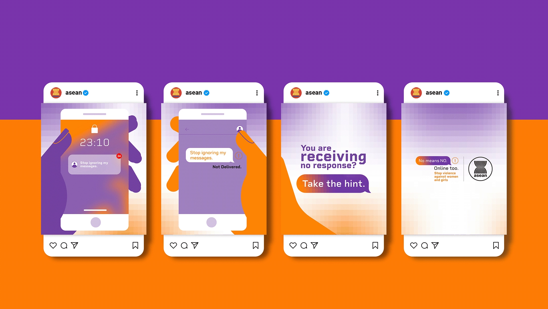 Campaign against digital gender-based violence — mobile social media assets No Means No Online Too