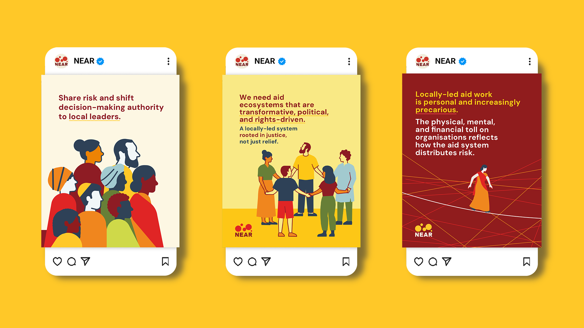 Instagram posts for Building more locally-led aid ecosystems report campaign