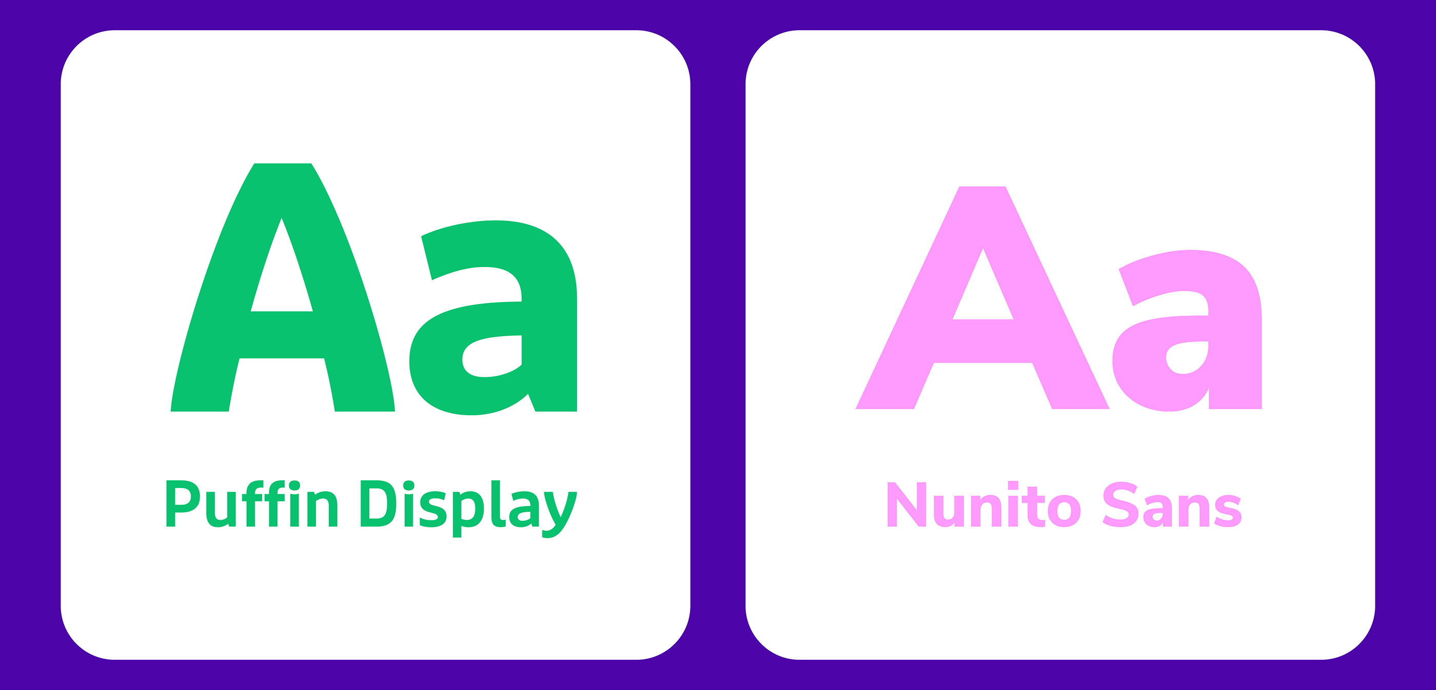 Typography guidelines showing Puffin Display and Nunito Sans fonts for a reproductive health brand strategy.